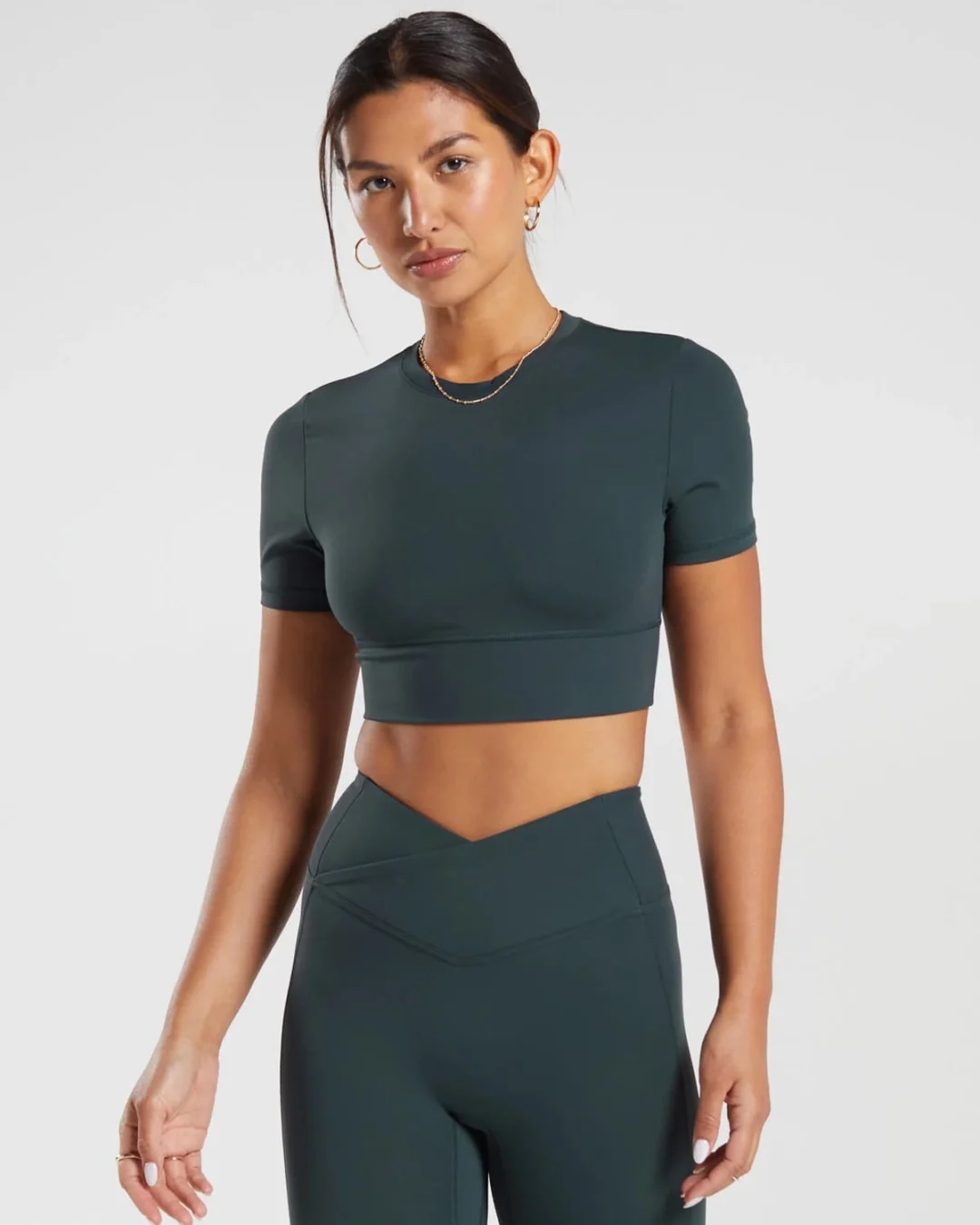 Crossover Short-Sleeve Crop Top